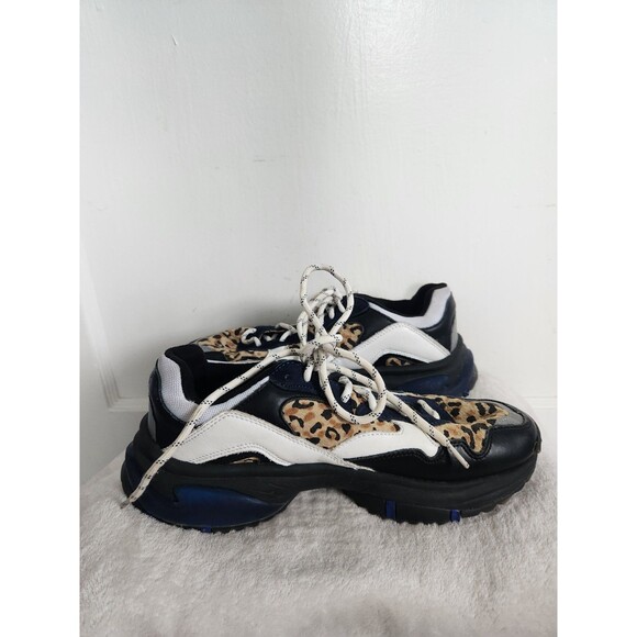 SNKR Project Prospect Park Sneakers Black White Leopard Front Side Sz 9 GUC - Picture 5 of 10